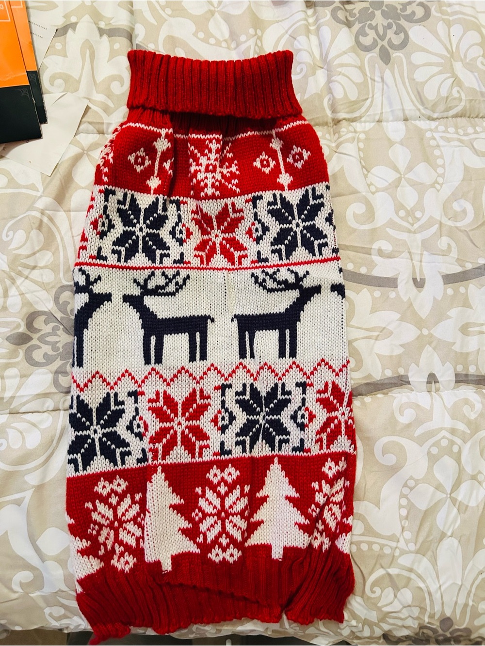 Red and White Holiday Knit dogs Sweater